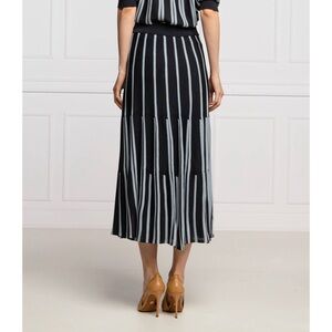 $497 NWT Max & Co. Prato Striped Navy Blue Knit Ribbing Tiered Midi Skirt XS